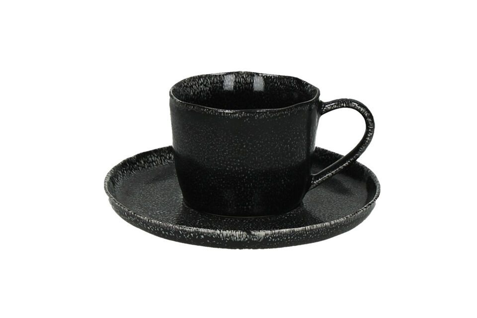 Porcelino black stoneware cup and saucer D16 Pomax