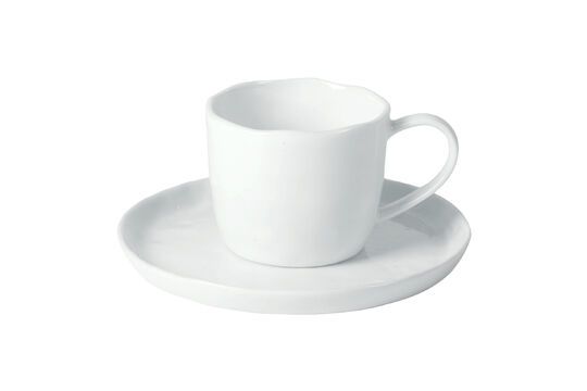 Porcelino White Teacup & saucer Clipped