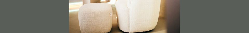 Material Details Porterville white bouclé fabric armchair