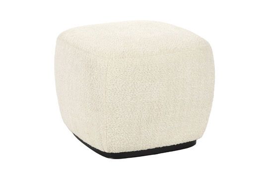 Porterville white bouclé fabric pouffe Clipped