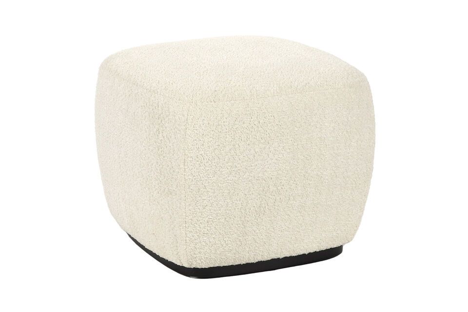 Porterville white bouclé fabric pouffe Pomax