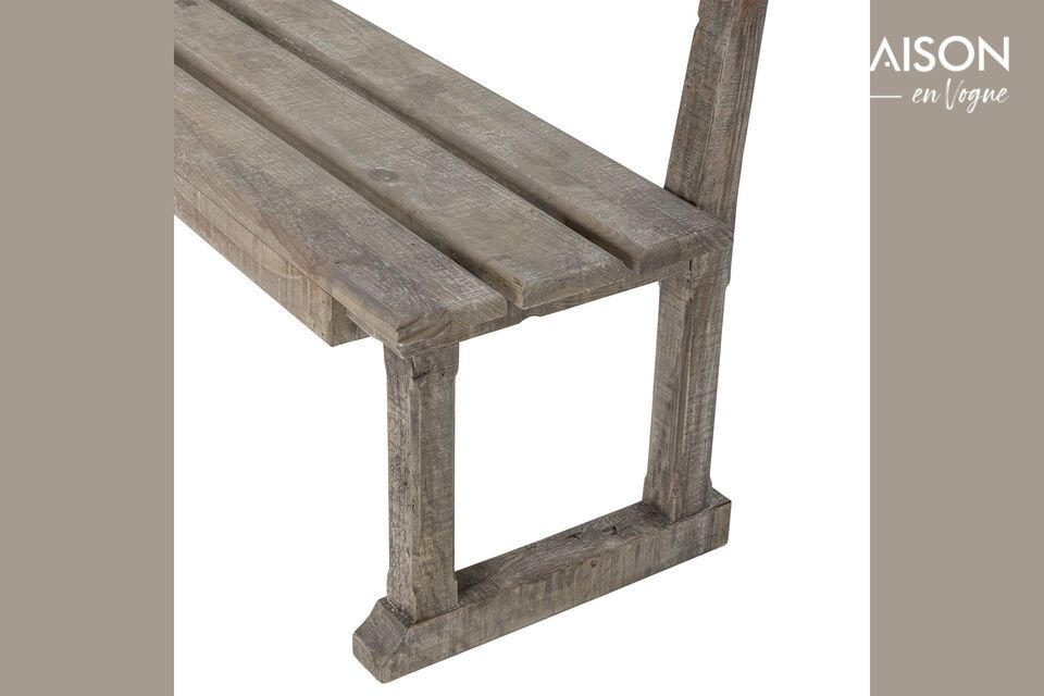 Portland beige reclaimed pine bench - 7