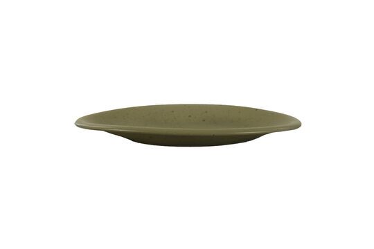 Presentation plate in Bosque khaki stoneware Clipped