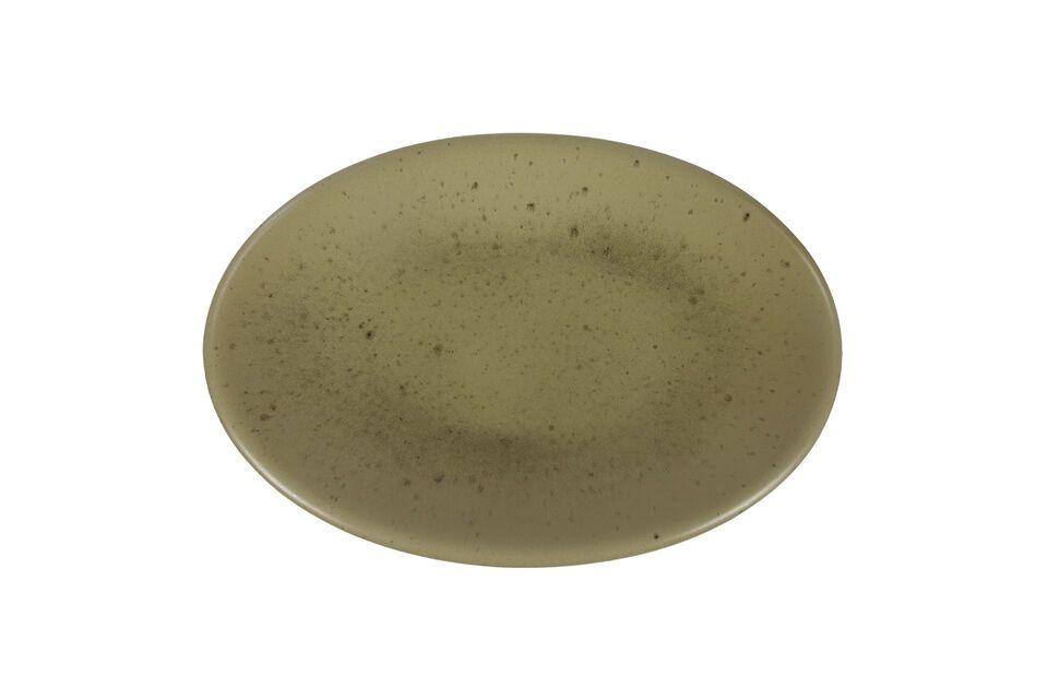 Presentation plate in Bosque khaki stoneware - 7