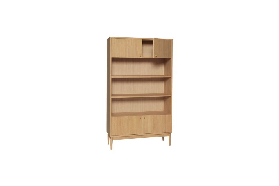 With its open shelves and lustrous light oak veneer