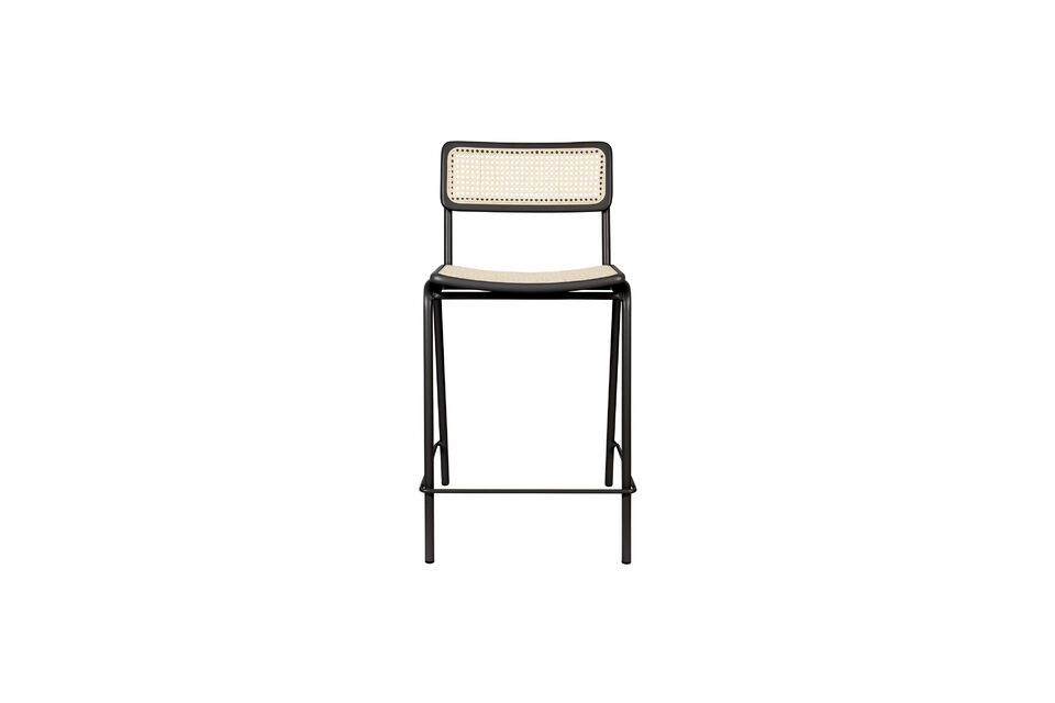 Rattan and black metal counter chair Jort - 1