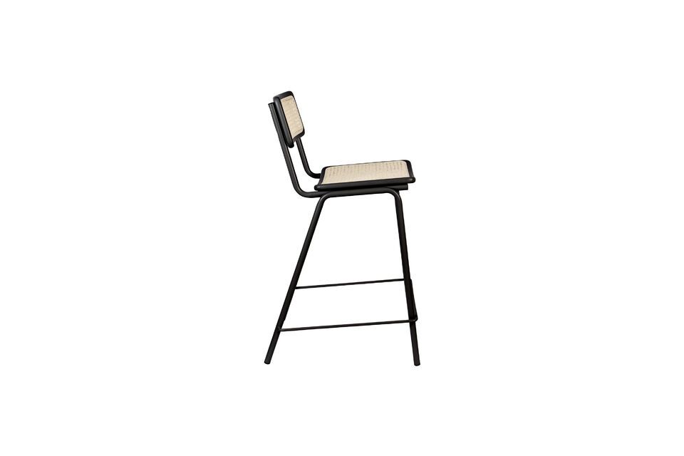 Rattan and black metal counter chair Jort - 2