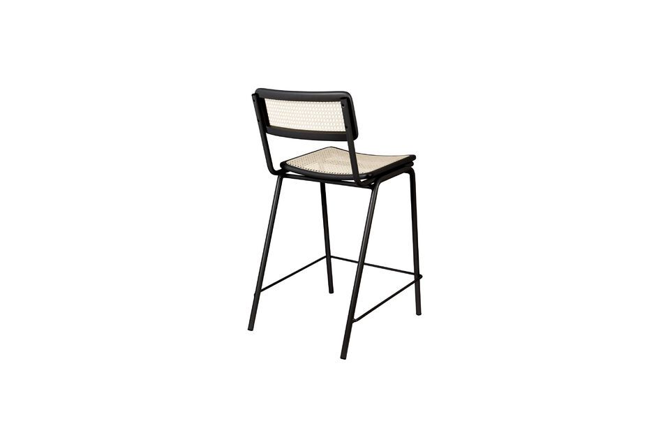 Rattan and black metal counter chair Jort - 3