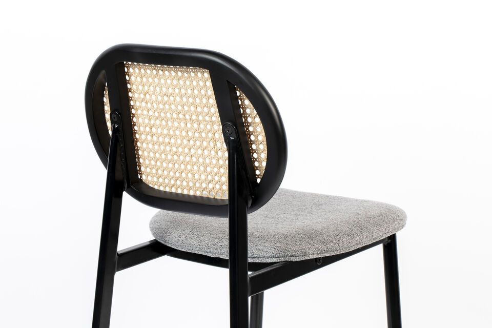 Rattan and grey fabric counter chair Spike - 10