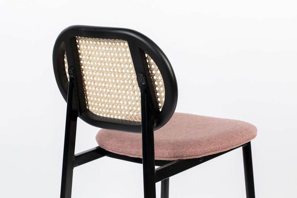 Rattan and pink fabric counter chair Spike - 7