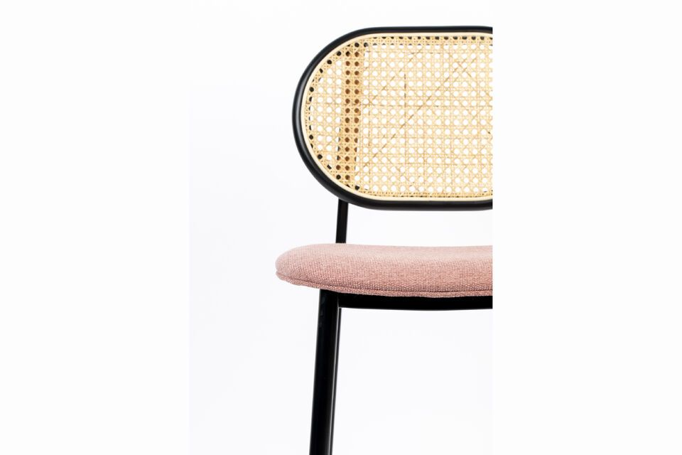 Rattan and pink fabric counter chair Spike - 8