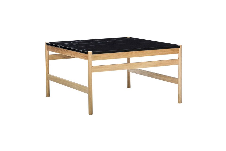 Raw light oak and black marble coffee table Hübsch