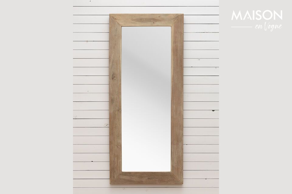 Rectangular light wood mirror Chehoma