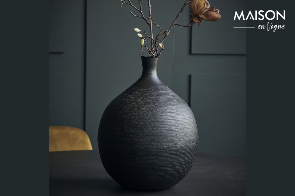 Subtle elegance, brown aluminum vase, unique craftsmanship.