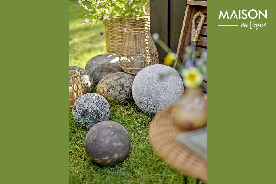 Add rustic style with a decorative orange sphere.