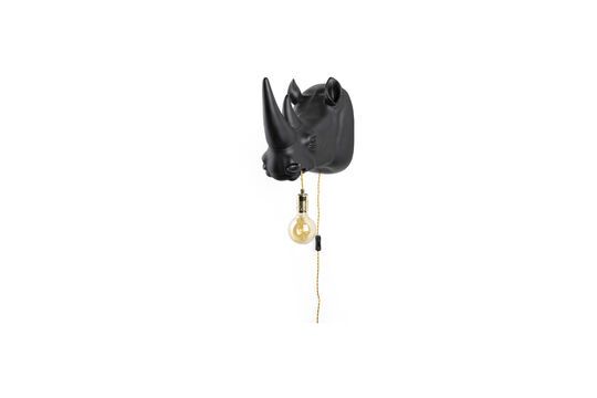 Rhino black resin wall lamp Clipped