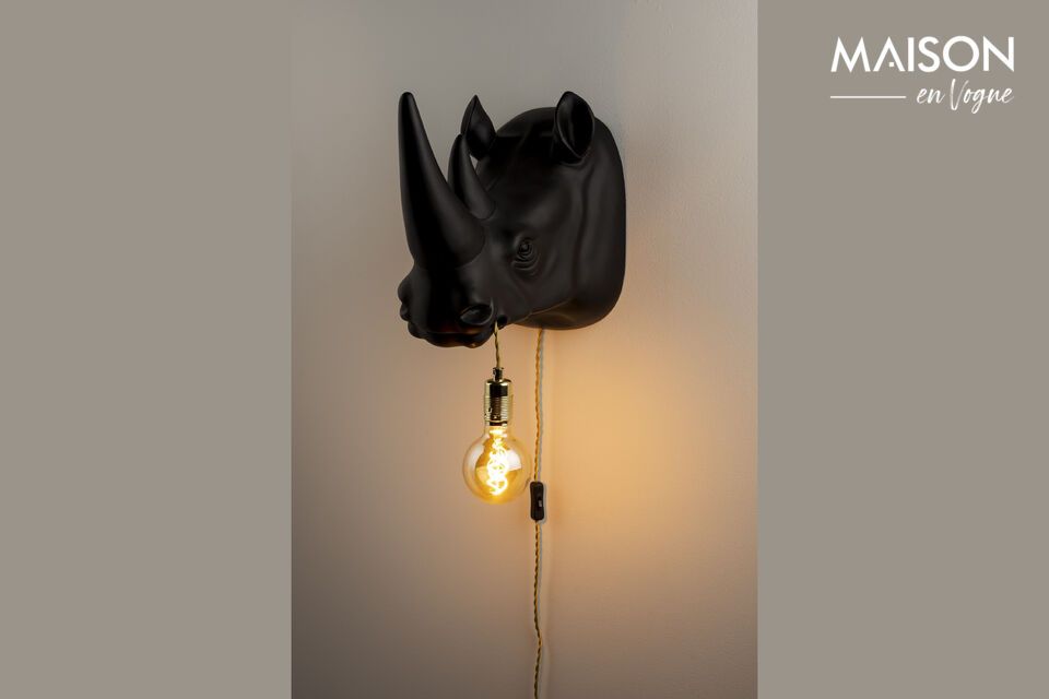 Rhino black resin wall lamp Bold Monkey