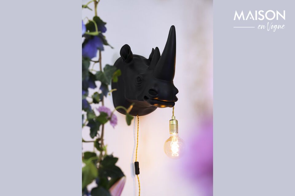 Elevate your décor with the imposing black Rhino sconce.