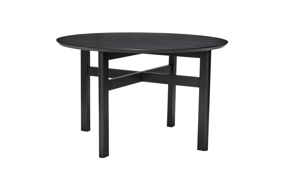 Round dining table in black ash wood Fjord Hübsch