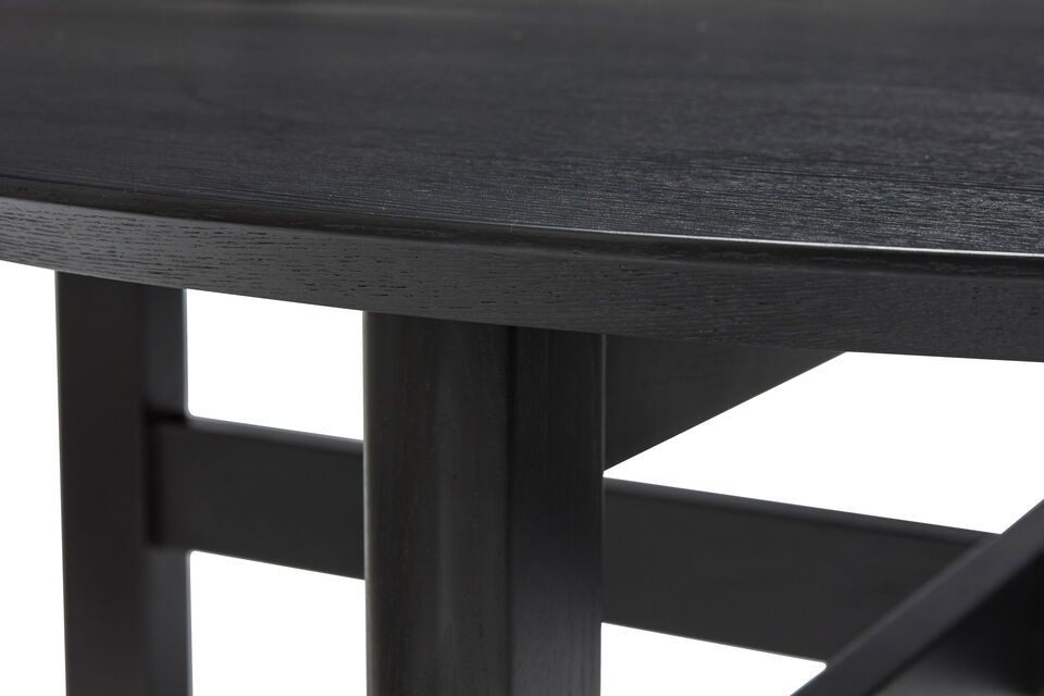 Round dining table in black ash wood Fjord - 4