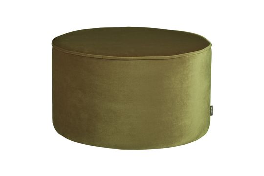 Round pouffe in olive green velvet Sara