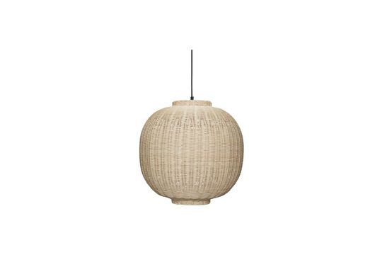 Round suspension lamp in light rattan Chand Clipped