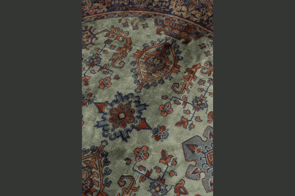 Rug 160x160 cm in green fabric Raz - 5