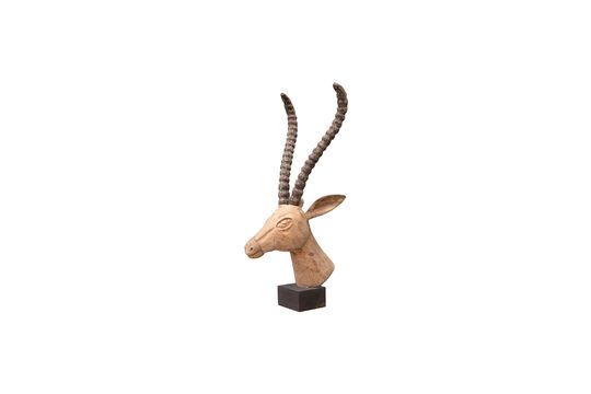 Sculpted gazelle figurine in light wood Clipped