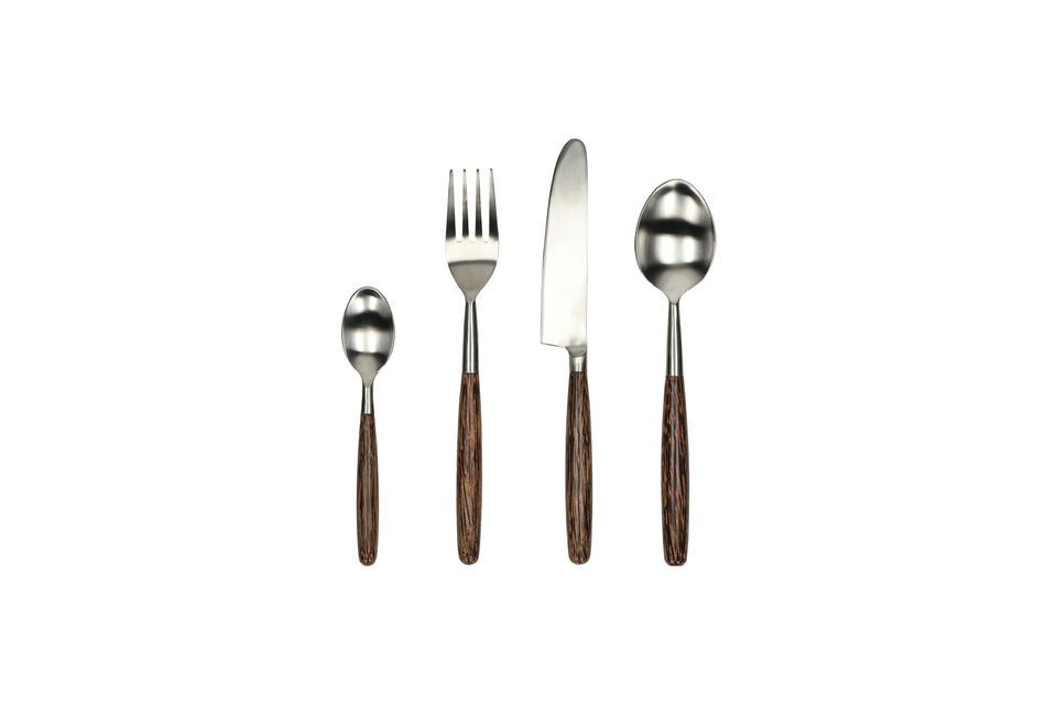 Set of 16 Matisse dark wood cutlery sets Pomax