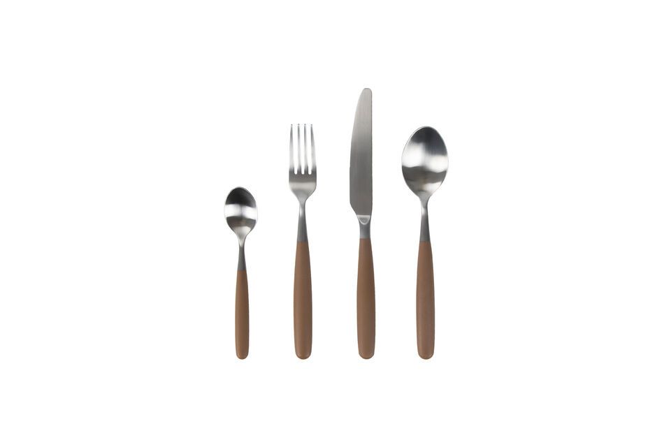 Set of 16 Renoir brown stainless steel flatware sets Pomax