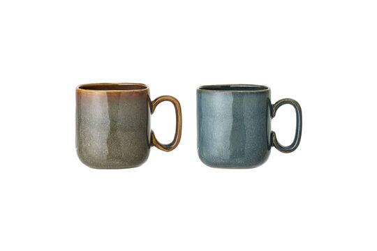 Set of 2 Aime green stoneware mugs Clipped