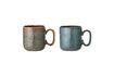 Miniature Set of 2 Aime green stoneware mugs 1