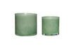 Miniature Set of 2 Akin green glass candleholders 1