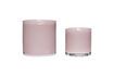 Miniature Set of 2 Akin pink glass candlesticks 1