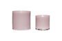 Miniature Set of 2 Akin pink glass candlesticks Clipped