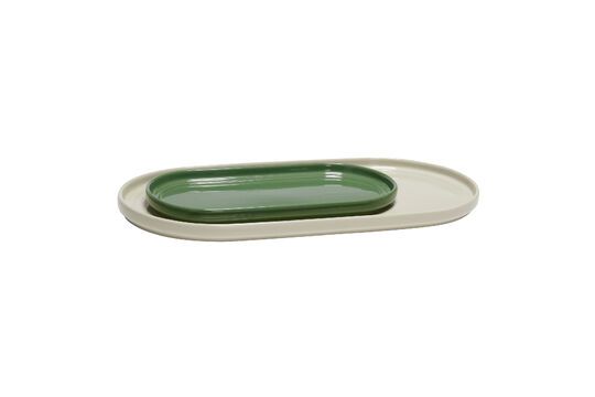 Set of 2 Amare green ceramic serving dishes Clipped