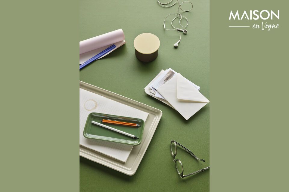 The Amare set of 2 trays in green and sand turns organization into an act of decoration