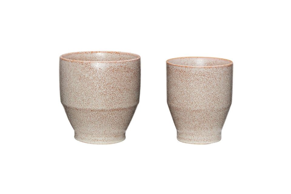 Set of 2 Ashes pink ceramic planters Hübsch