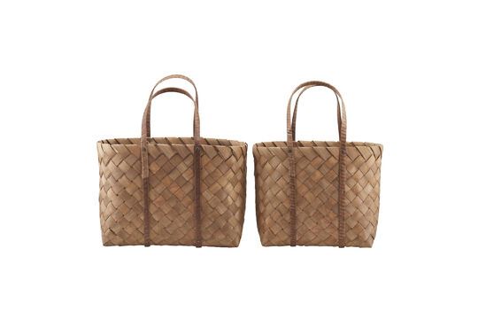 Set of 2 Beach brown natural fiber baskets Clipped