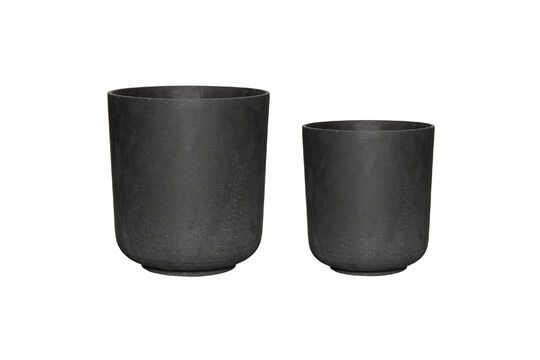 Set of 2 black Among polyresin pot covers Clipped