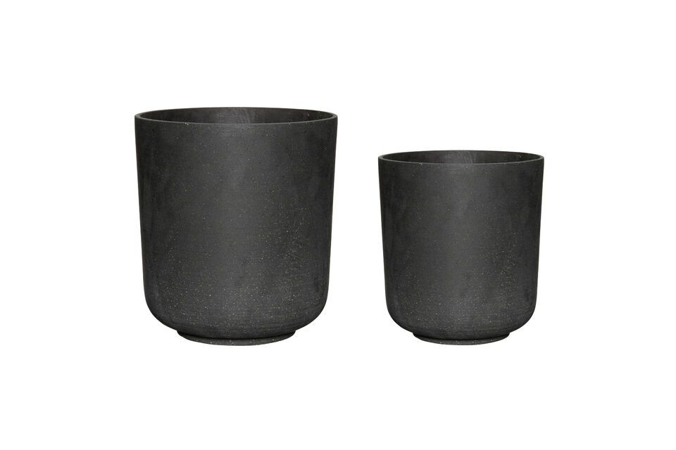 Set of 2 black Among polyresin pot covers Hübsch