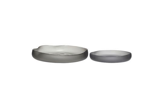 Set of 2 Bow smoked grey glass plates Clipped