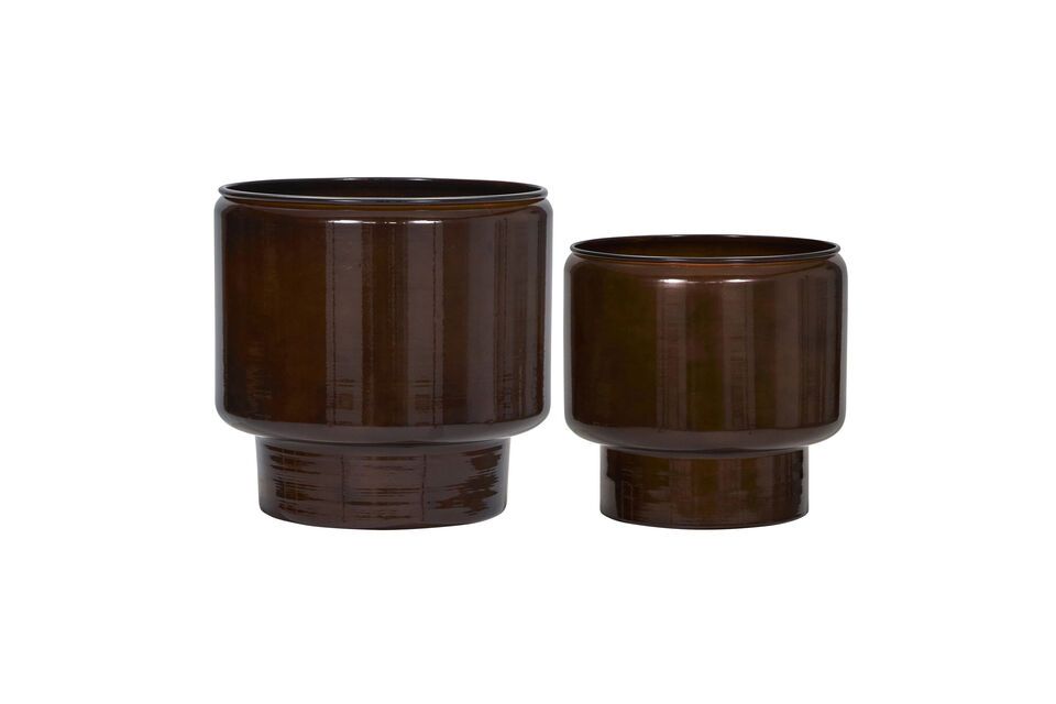 Set of 2 brown metal planters Pile House Doctor