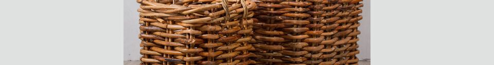 Material Details Set of 2 brown rattan baskets Carrés