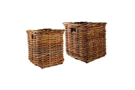 Set of 2 brown rattan baskets Carrés Clipped