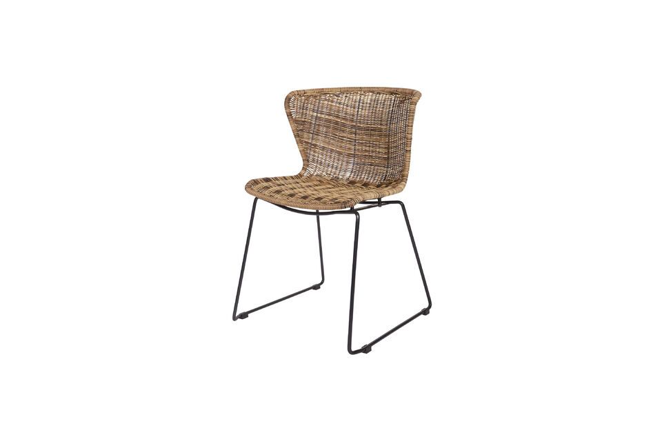 Set of 2 brown wicker chair Wings Woood