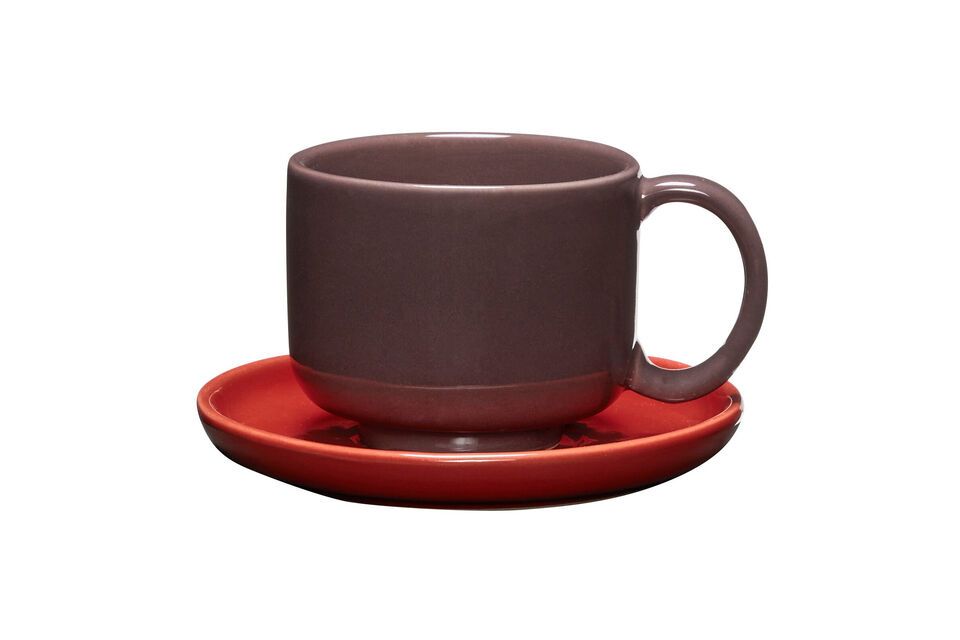 Set of 2 burgundy ceramic cups Amare - 7