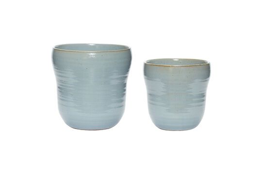 Set of 2 Care blue ceramic planters Clipped