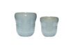 Miniature Set of 2 Care blue ceramic planters 1