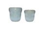 Miniature Set of 2 Care blue ceramic planters Clipped